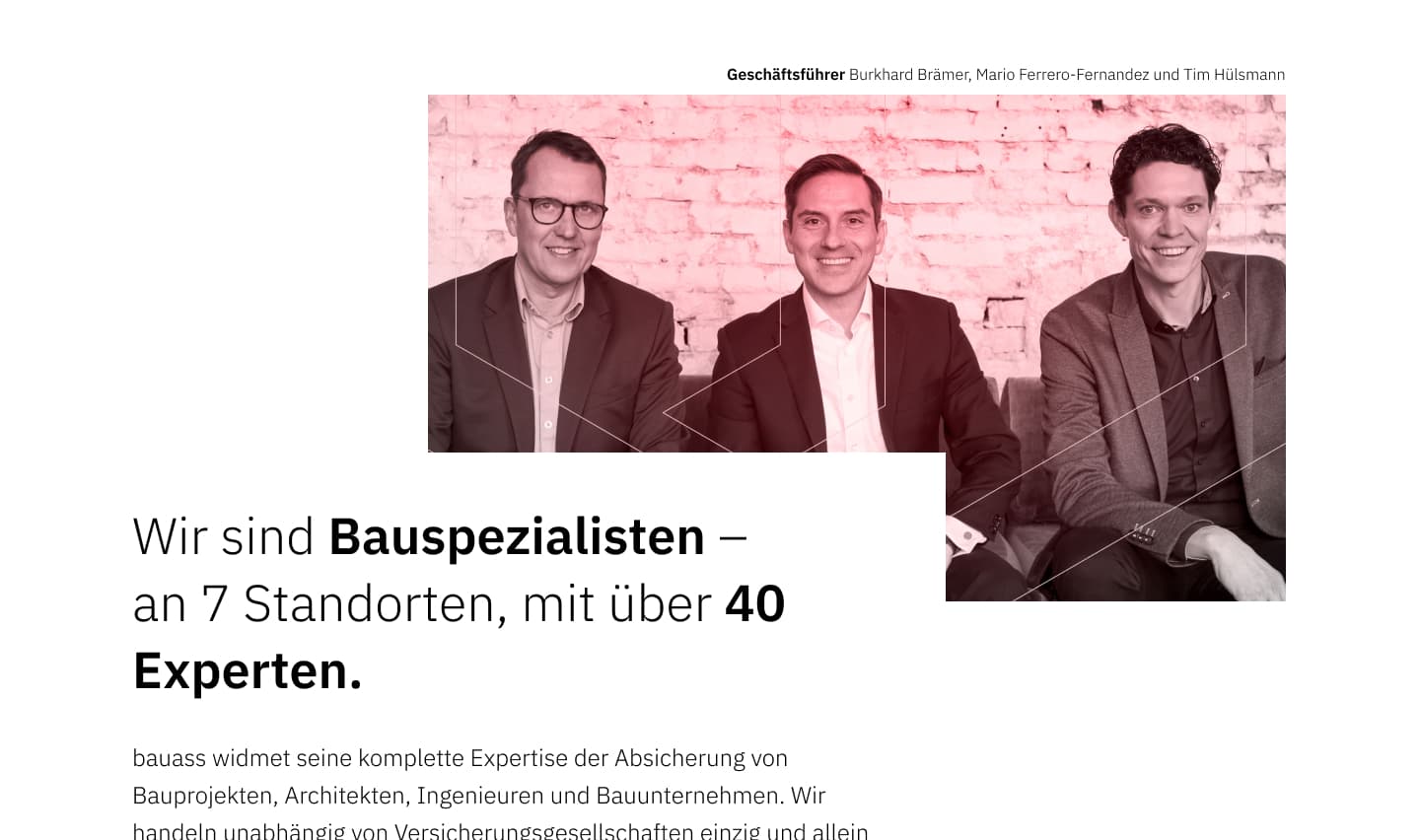 Geschäftsführer Burkhard Brämer, Mario Ferrero-Fernandez und Tim Hülsmann von bauass