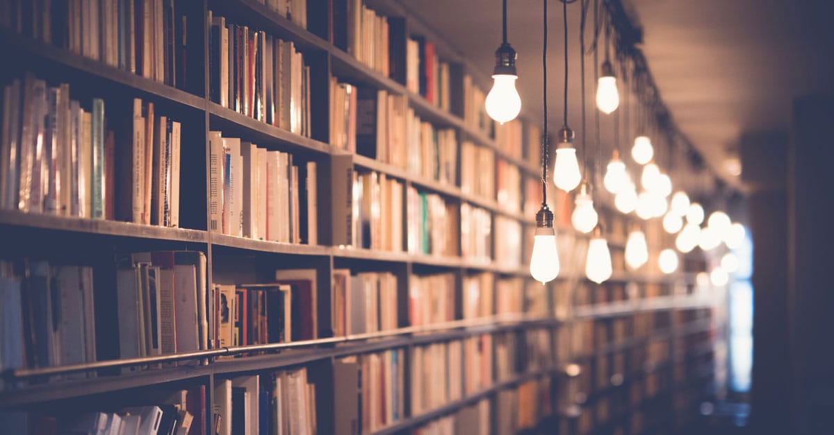 Bibliothek Buecherregal Mit Hangelampen