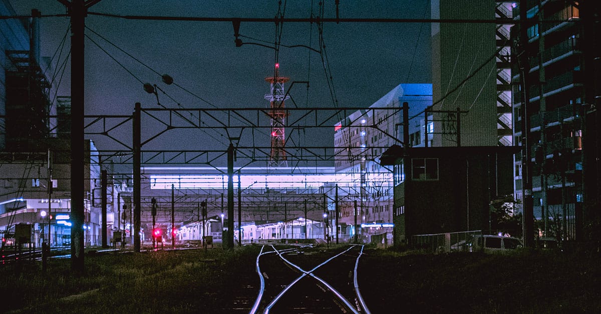 Neon Bahngleise 1