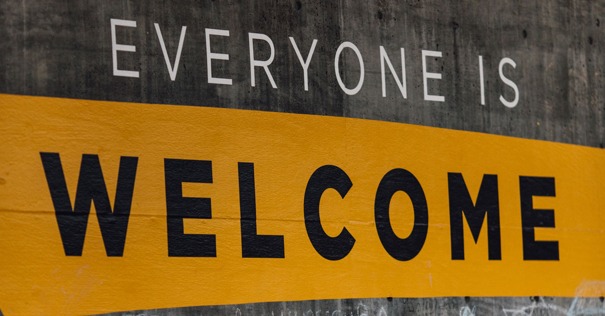 Wand mit Welcome Text