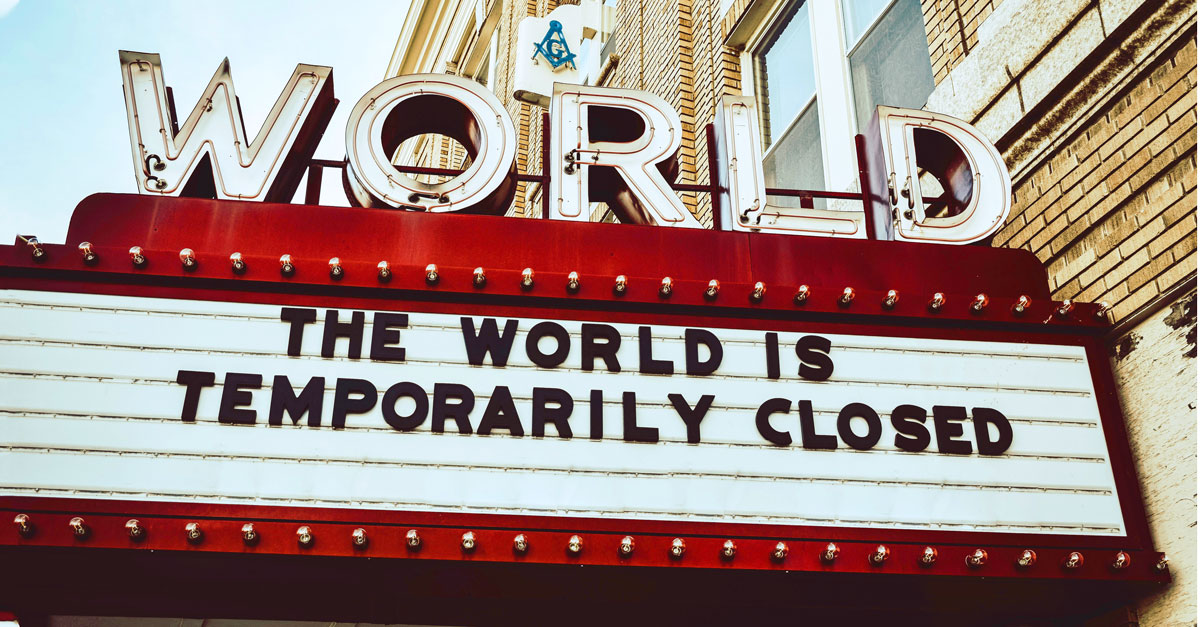 Schild Die Welt ist vorübergehend geschlossen