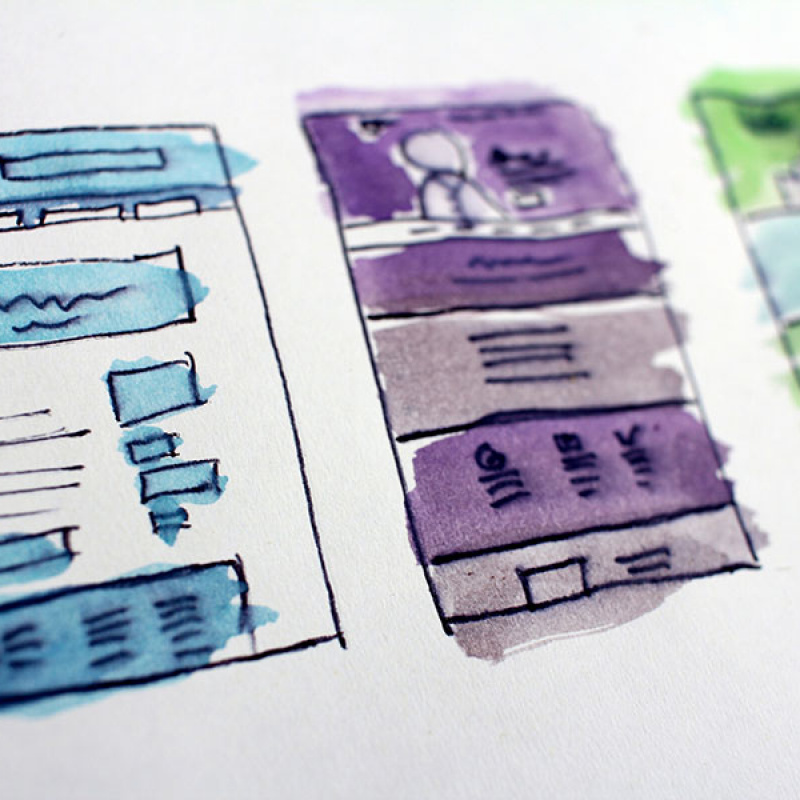 Website Mockup in blue, purple and green