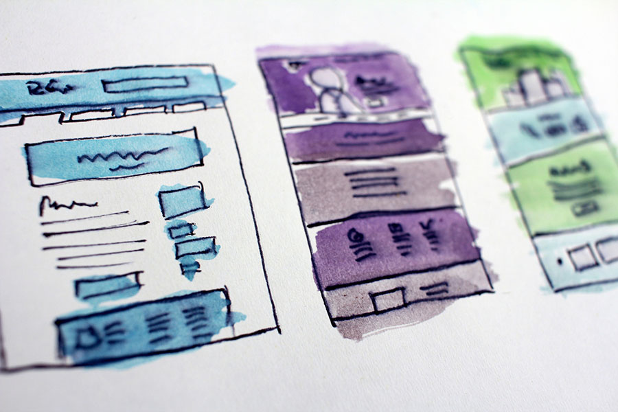 Website Mockup in blue, purple and green