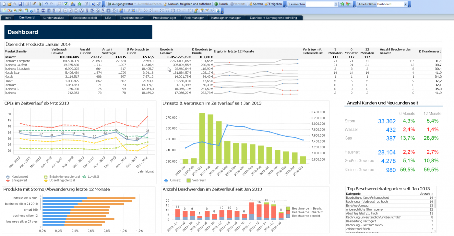 Auswertungen mit dem Customer Value Lab auf einem Dashboard