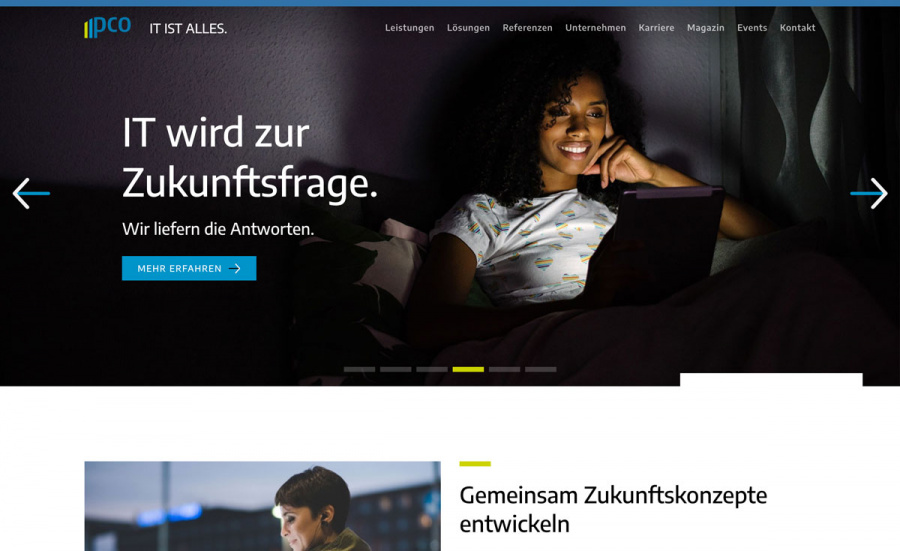 Startseite der PCO Website